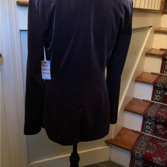 INC Womens Jacket Velvet Blazer Single Button Charcoal Sz: SmNEW $89 - Picture 3 of 8